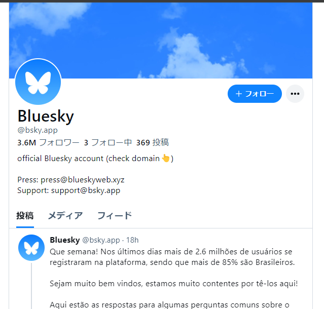 Blueskyの画面