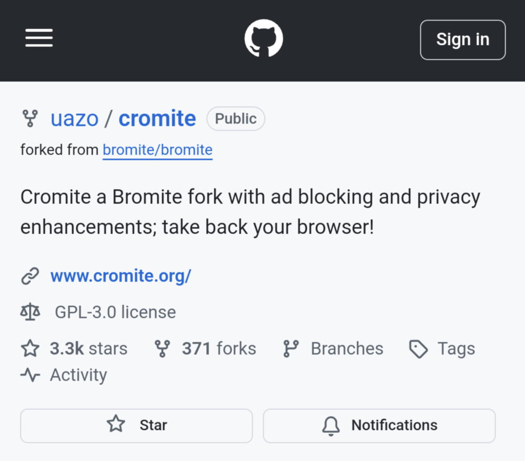 Cromiteのインストール 1