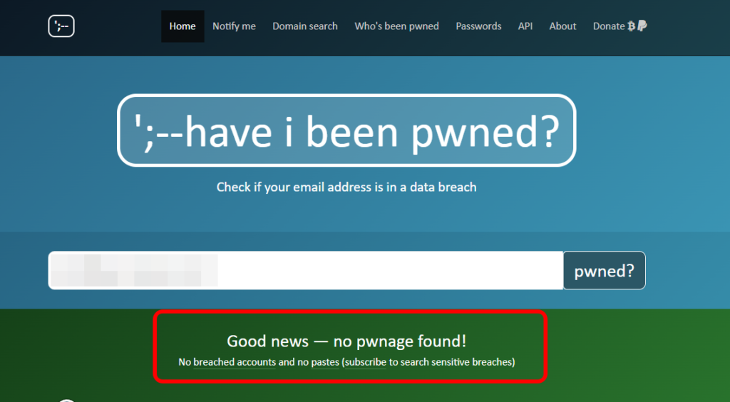 Have I Been Pwned メールアドレス検索 2