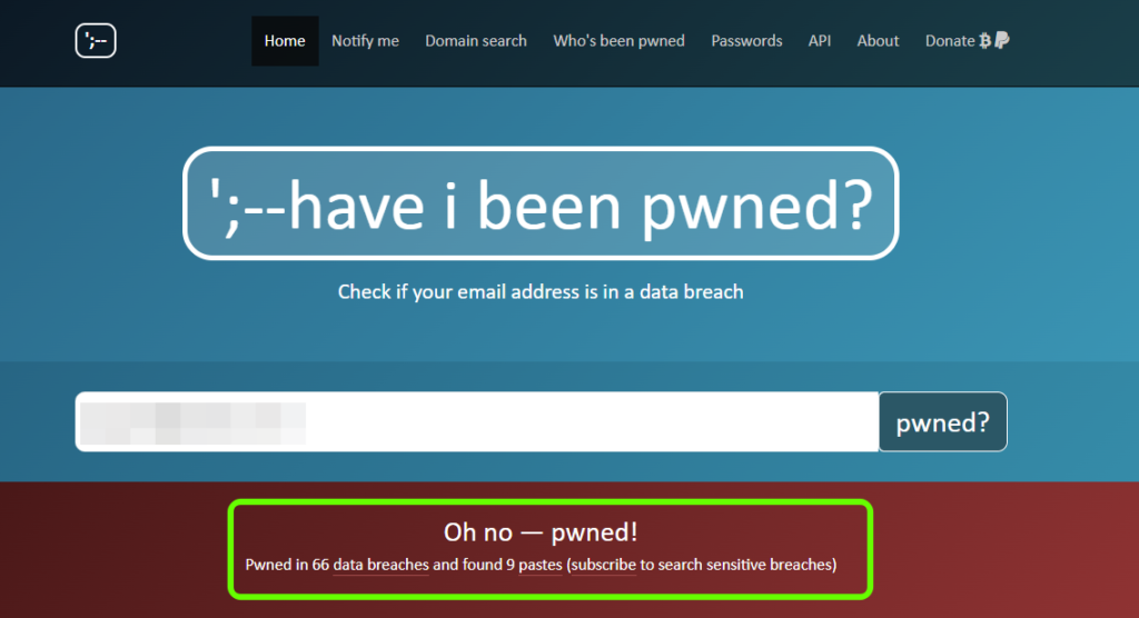 Have I Been Pwned メールアドレス検索 3