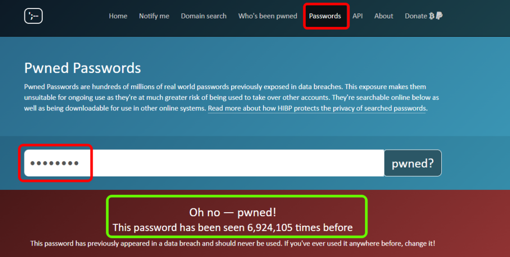 Have I Been Pwned パスワード検索 1