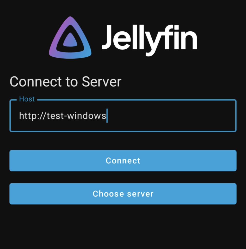 Jellyfinアプリでの接続