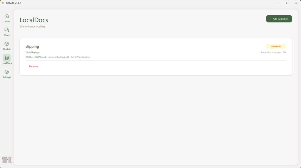 GPT4ALL LocalDocsの追加 3