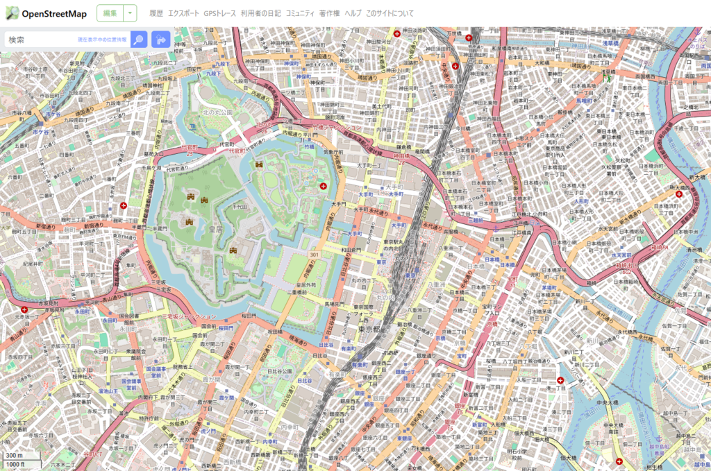 OpenStreetMapの閲覧画面