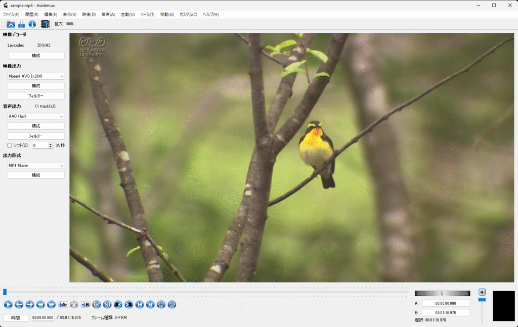 Avidemux メイン画面