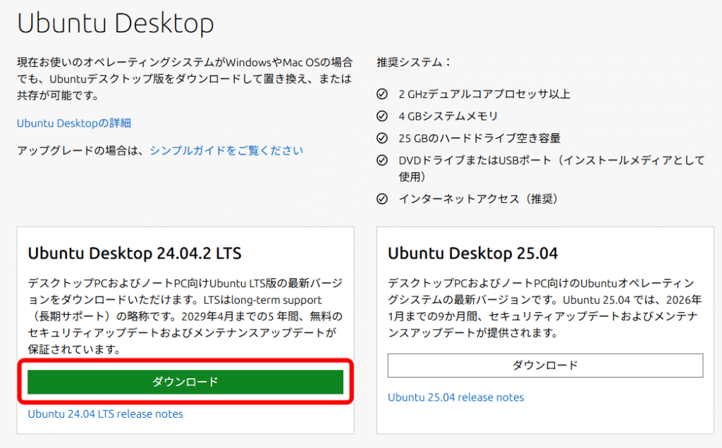 Ubuntuのダウンロード 2