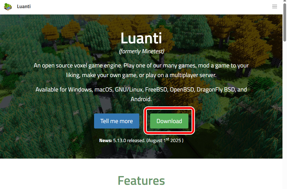 Luanti ダウンロード 01